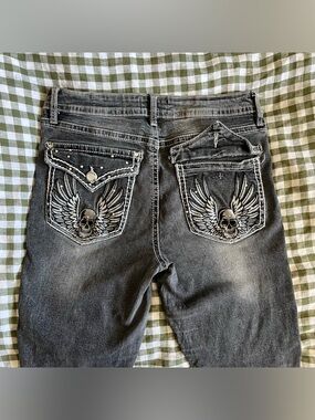 💀 Y2K Embellished Skull Flare Jeans 💀